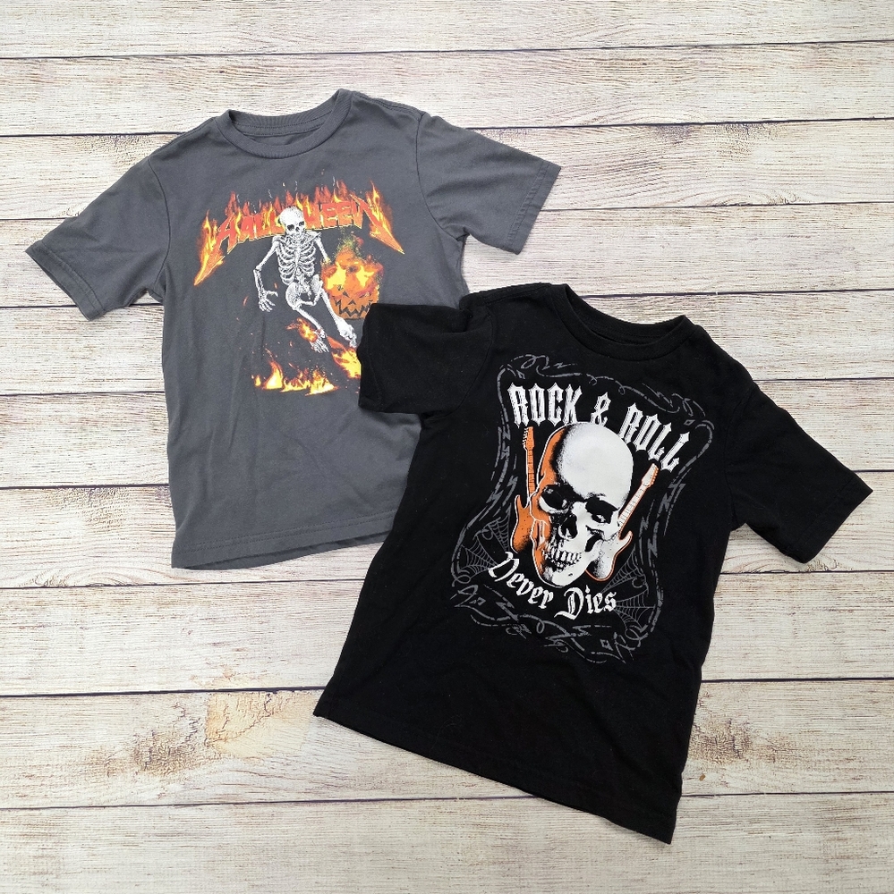 Halloween Skeleton Rock & Roll‎ Kids T-Shirts